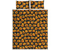 Halloween Pumpkin Jack-O'-Lantern Print Quilt Bed Set