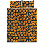 Halloween Pumpkin Jack-O'-Lantern Print Quilt Bed Set