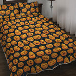 Halloween Pumpkin Jack-O'-Lantern Print Quilt Bed Set