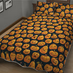 Halloween Pumpkin Jack-O'-Lantern Print Quilt Bed Set
