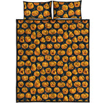 Halloween Pumpkin Jack-O'-Lantern Print Quilt Bed Set