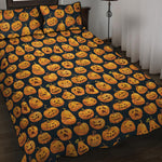 Halloween Pumpkin Jack-O'-Lantern Print Quilt Bed Set