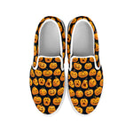 Halloween Pumpkin Jack-O'-Lantern Print White Slip On Shoes