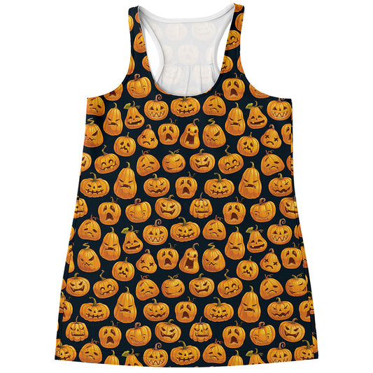 Halloween Pumpkin Jack-O'-Lantern Print Women's Racerback Tank Top