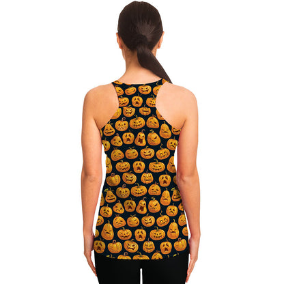 Halloween Pumpkin Jack-O'-Lantern Print Women's Racerback Tank Top