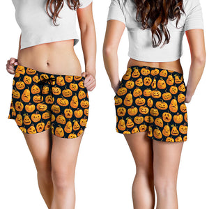 Halloween Pumpkin Jack-O'-Lantern Print Women's Shorts