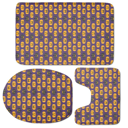 Halloween Pumpkin Pattern Print 3 Piece Bath Mat Set
