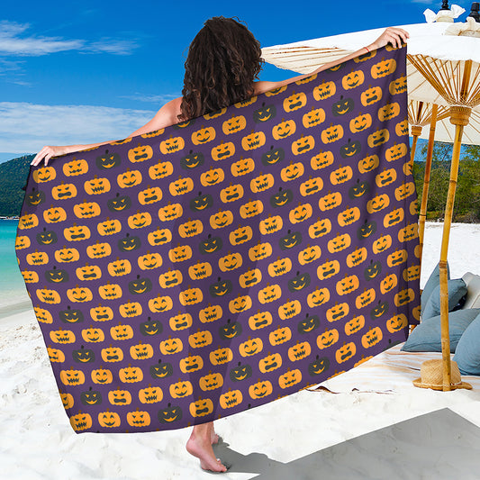 Halloween Pumpkin Pattern Print Beach Sarong Wrap