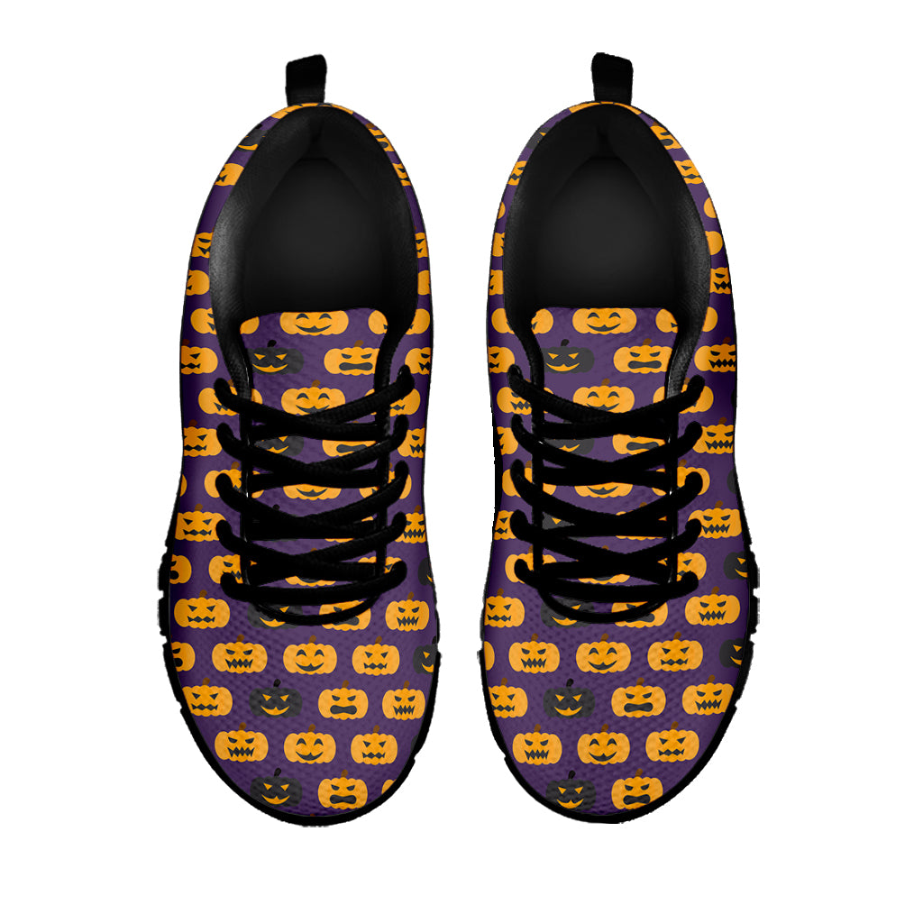 Halloween Pumpkin Pattern Print Black Sneakers