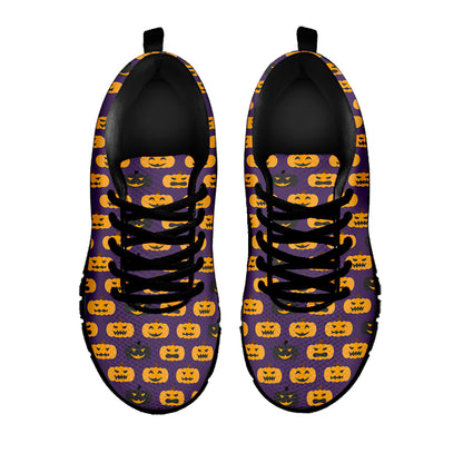 Halloween Pumpkin Pattern Print Black Sneakers