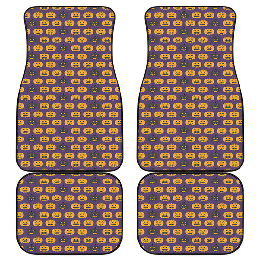 Halloween Pumpkin Pattern Print Front and Back Car Floor Mats