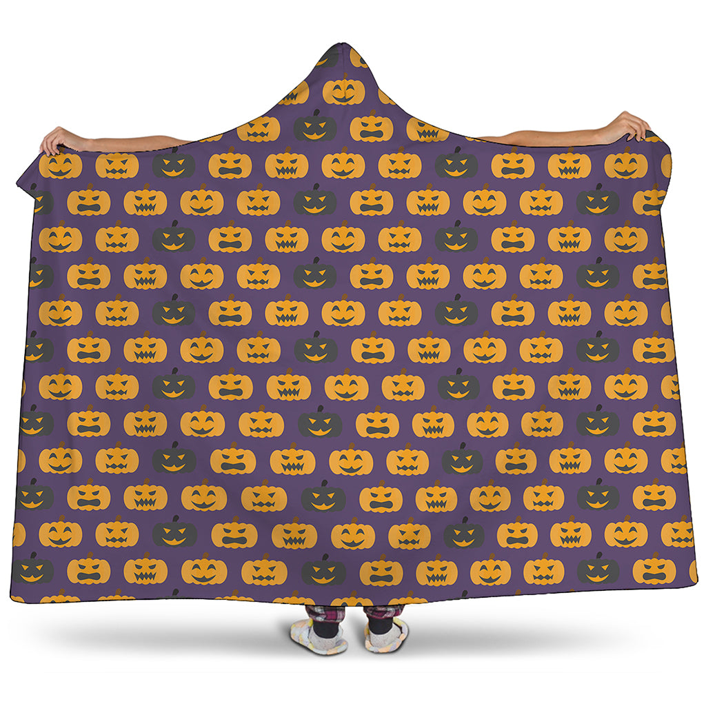 Halloween Pumpkin Pattern Print Hooded Blanket