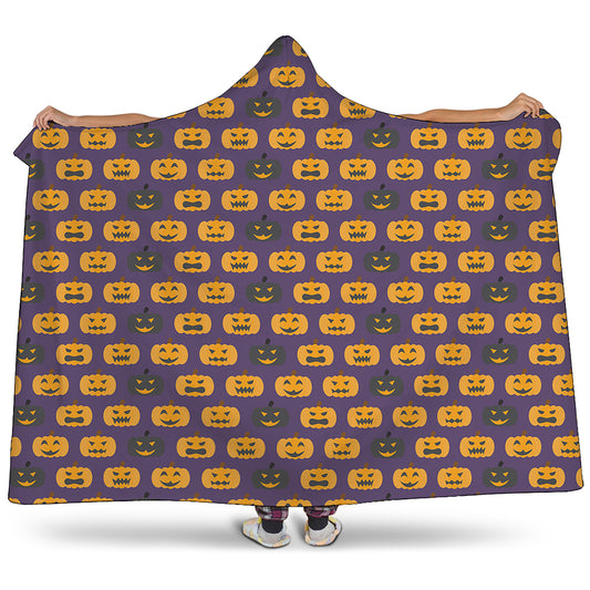 Halloween Pumpkin Pattern Print Hooded Blanket