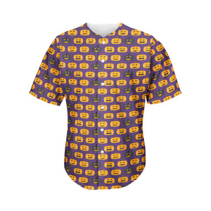 Halloween Pumpkin Pattern Print Men's Baseball Jersey