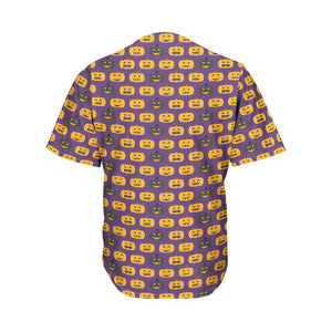 Halloween Pumpkin Pattern Print Men's Baseball Jersey