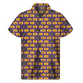 Halloween Pumpkin Pattern Print Men's Short Sleeve Shirt