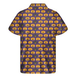 Halloween Pumpkin Pattern Print Men's Short Sleeve Shirt