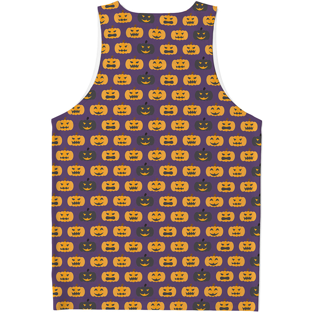 Halloween Pumpkin Pattern Print Men's Tank Top