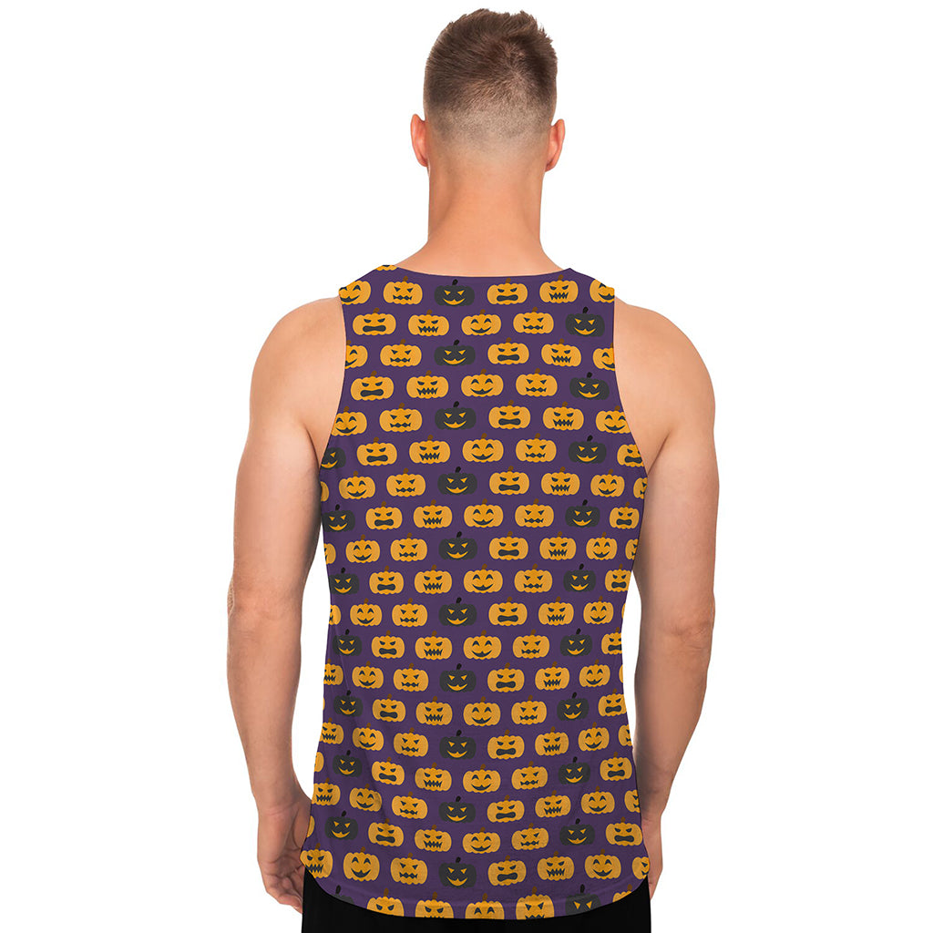 Halloween Pumpkin Pattern Print Men's Tank Top