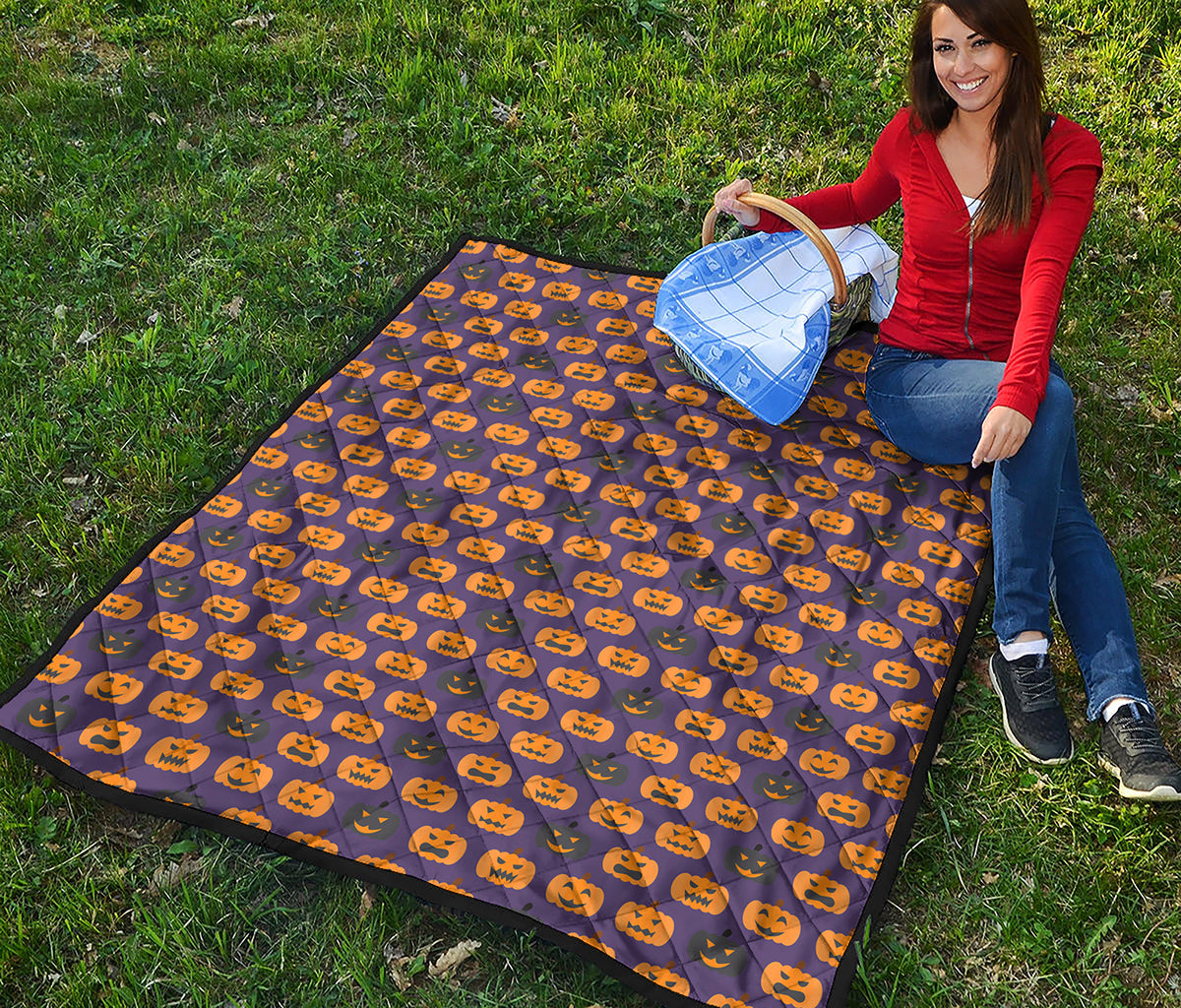 Halloween Pumpkin Pattern Print Quilt