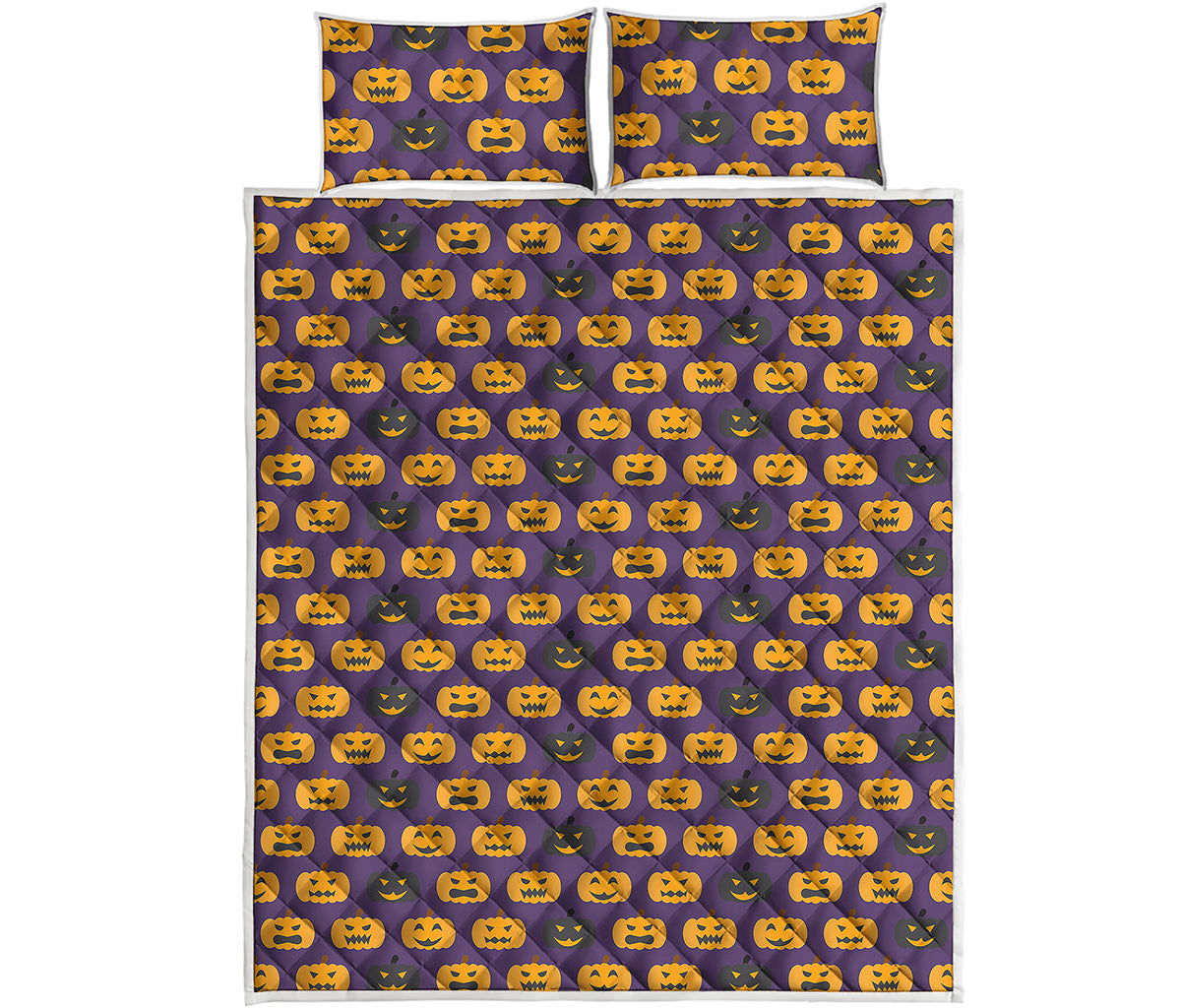 Halloween Pumpkin Pattern Print Quilt Bed Set