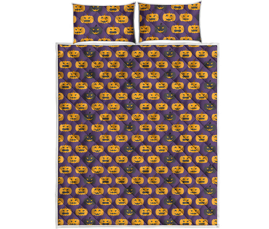 Halloween Pumpkin Pattern Print Quilt Bed Set
