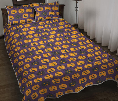 Halloween Pumpkin Pattern Print Quilt Bed Set