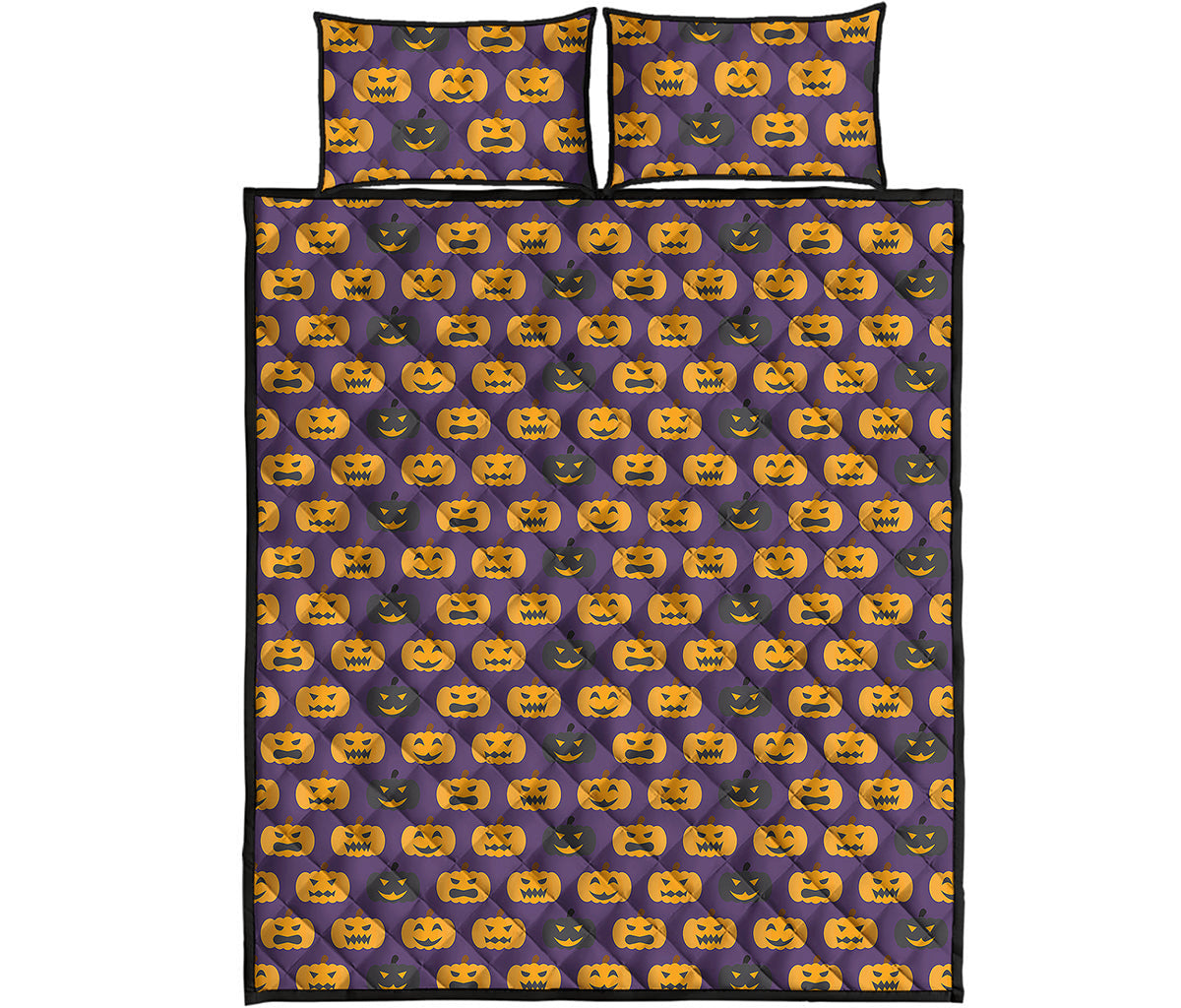 Halloween Pumpkin Pattern Print Quilt Bed Set