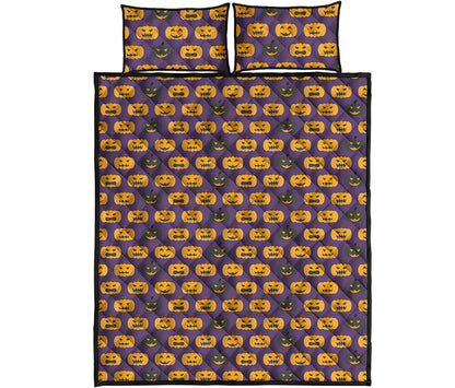 Halloween Pumpkin Pattern Print Quilt Bed Set