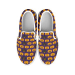 Halloween Pumpkin Pattern Print White Slip On Shoes