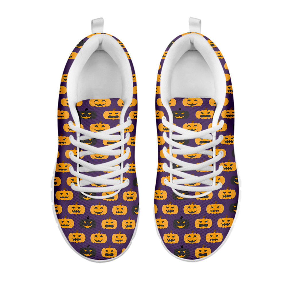 Halloween Pumpkin Pattern Print White Sneakers