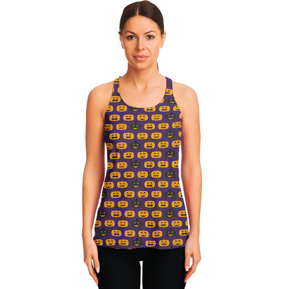 Halloween Pumpkin Pattern Print Women's Racerback Tank Top