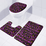 Halloween Pumpkin Smiley Faces Print 3 Piece Bath Mat Set