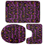Halloween Pumpkin Smiley Faces Print 3 Piece Bath Mat Set