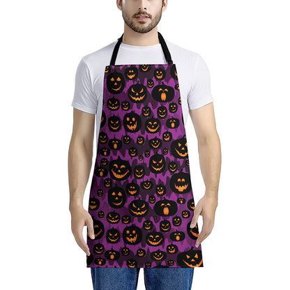 Halloween Pumpkin Smiley Faces Print Apron