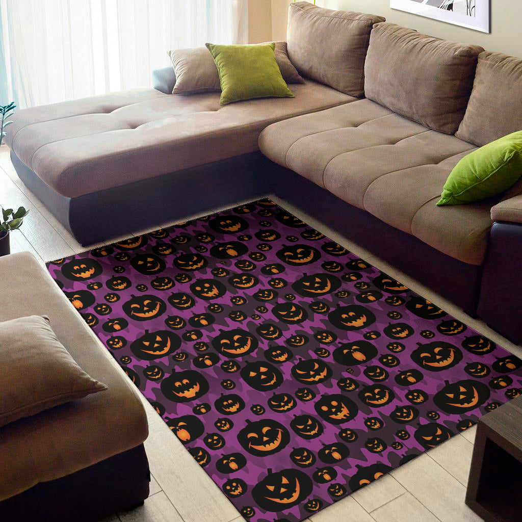 Halloween Pumpkin Smiley Faces Print Area Rug