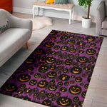 Halloween Pumpkin Smiley Faces Print Area Rug