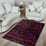 Halloween Pumpkin Smiley Faces Print Area Rug