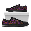 Halloween Pumpkin Smiley Faces Print Black Low Top Sneakers