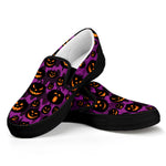 Halloween Pumpkin Smiley Faces Print Black Slip On Shoes