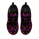 Halloween Pumpkin Smiley Faces Print Black Sneakers