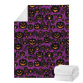 Halloween Pumpkin Smiley Faces Print Blanket
