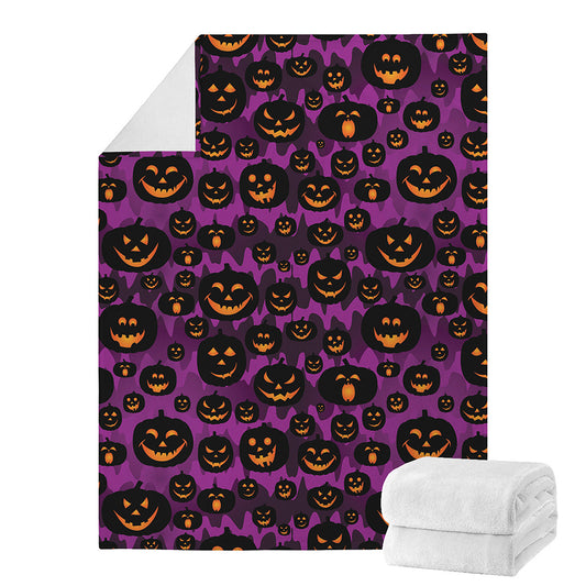 Halloween Pumpkin Smiley Faces Print Blanket