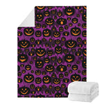 Halloween Pumpkin Smiley Faces Print Blanket
