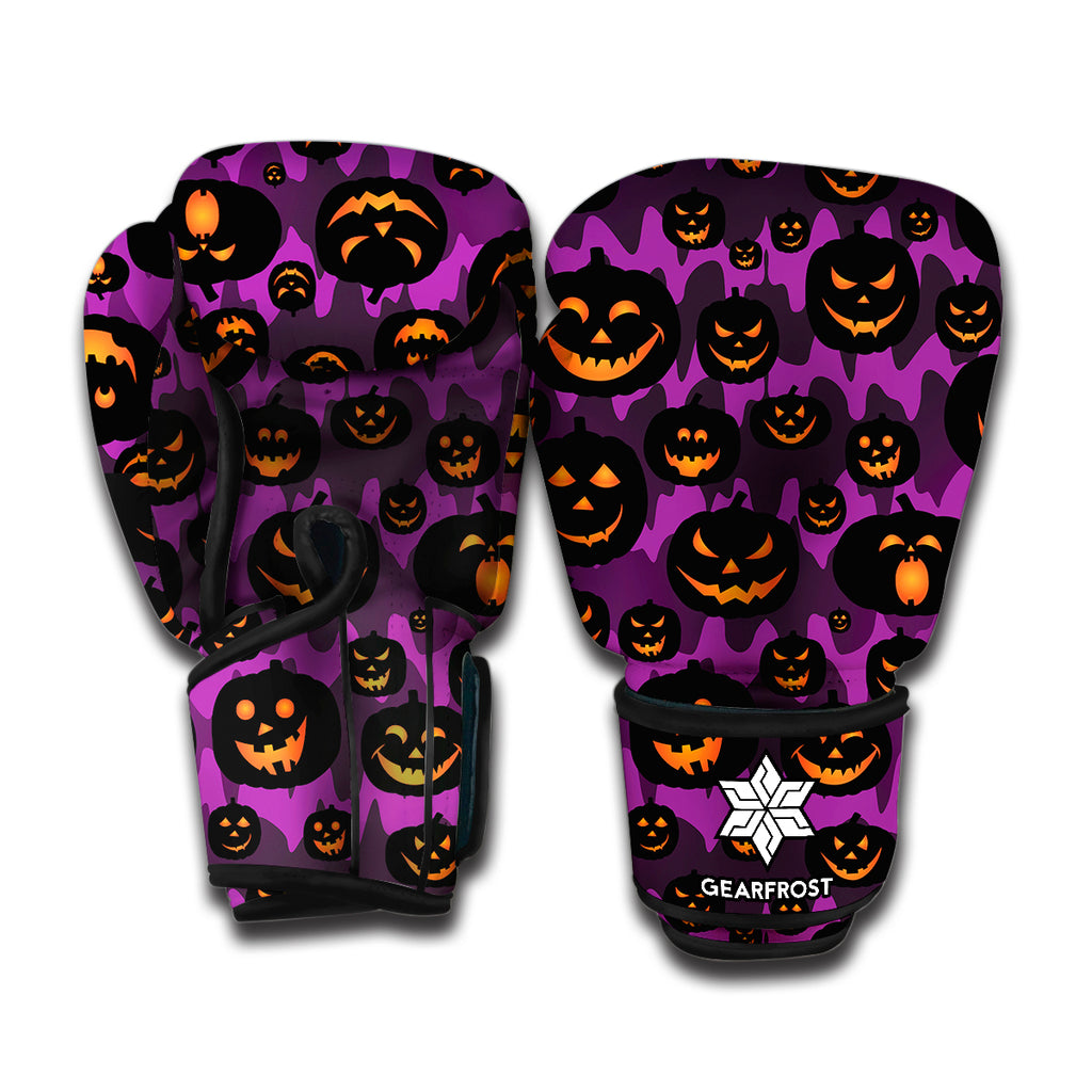 Halloween Pumpkin Smiley Faces Print Boxing Gloves