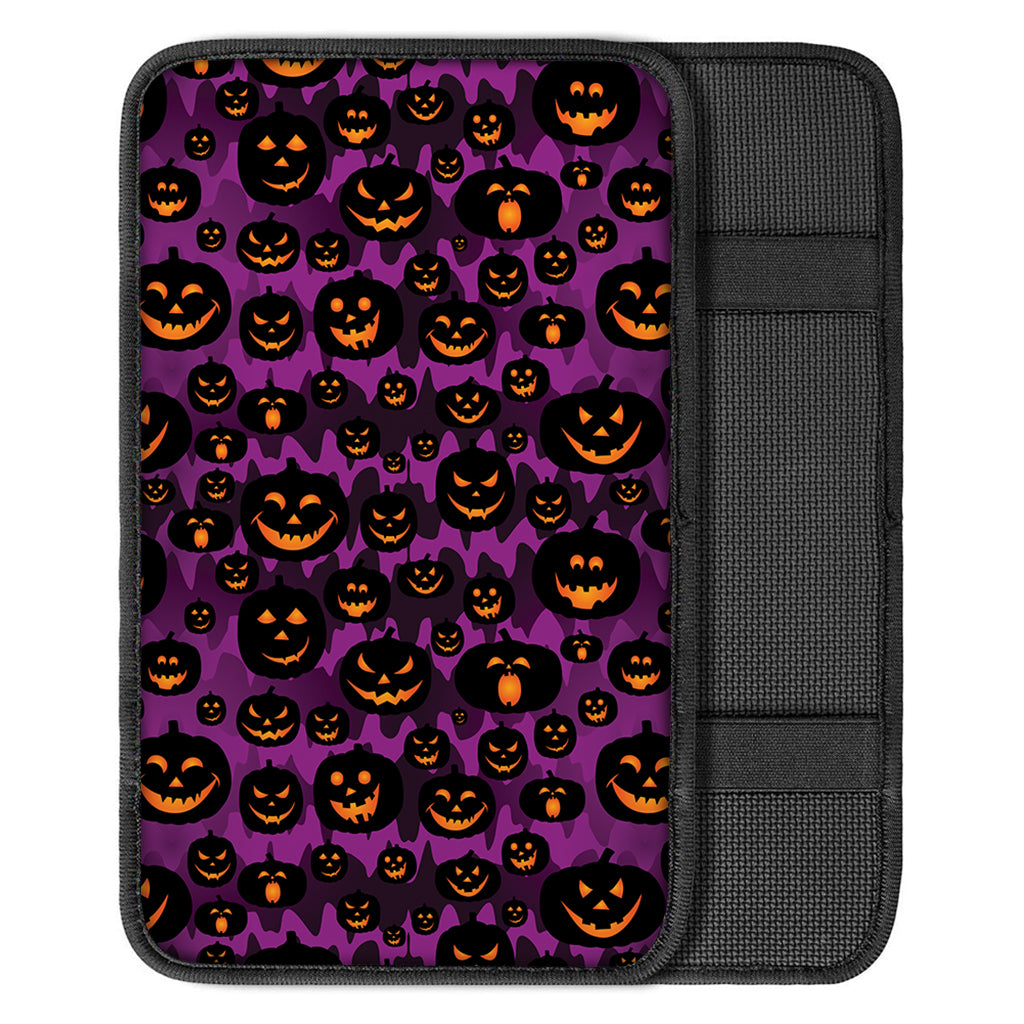 Halloween Pumpkin Smiley Faces Print Car Center Console Cover