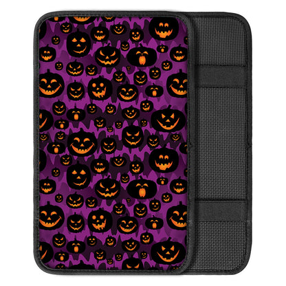 Halloween Pumpkin Smiley Faces Print Car Center Console Cover