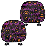 Halloween Pumpkin Smiley Faces Print Car Headrest Covers