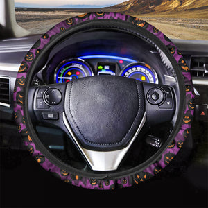 Halloween Pumpkin Smiley Faces Print Car Steering Wheel Cover