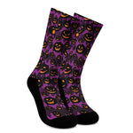Halloween Pumpkin Smiley Faces Print Crew Socks
